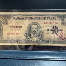 1956 10 Cuban Pesos 