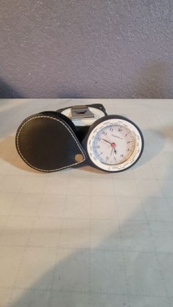 TimeVision World Time Travel Alarm Clock Wellgain MS-508 Leather Case