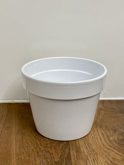 Mid century modern MCM style white chic ceramic flower plant pot planter