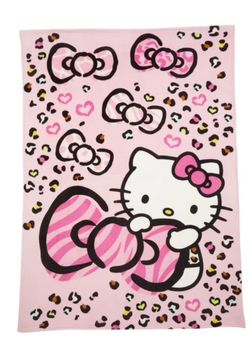 Pink Hello Kitty Plush Fleece Throw Blanket