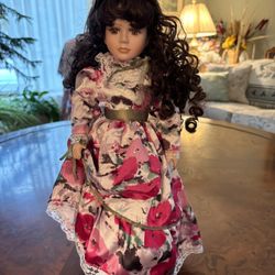 Vtg. 17” Holiday Classic Porcelain Doll