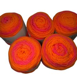 Big Twist Rave Yarn – Set of 5 Skeins – Super Beach – Same Dye Lot – Pink Orange Ombre – 100% Acrylic – 312 yds Each