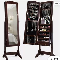 Jewelry Mirrored Cabinet Armoire 