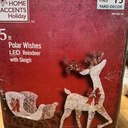 PENDING - 5 ft Polar Wishes LED Reindeer with Sleigh – BRAND NEW