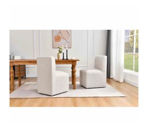 Set of 2 Ritney Upholstered Fabric Parsons Design Modern Traditional Dining Chairs