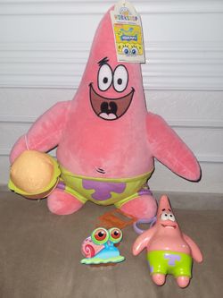 BNWT Build a Bear Patrick Star plush with 2 keychains