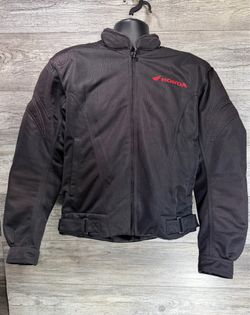 Honda Racing Motorcycle Bomber Jacket Black Red Wing Logo Men's Medium