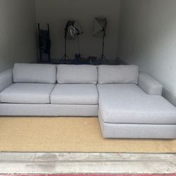 *DELIVERY* West Elm Grey Urban Right Facing Chaise Sectional Sofa 
