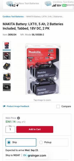 MAKITA 2pack 18v 5.0 AH BATTERIES