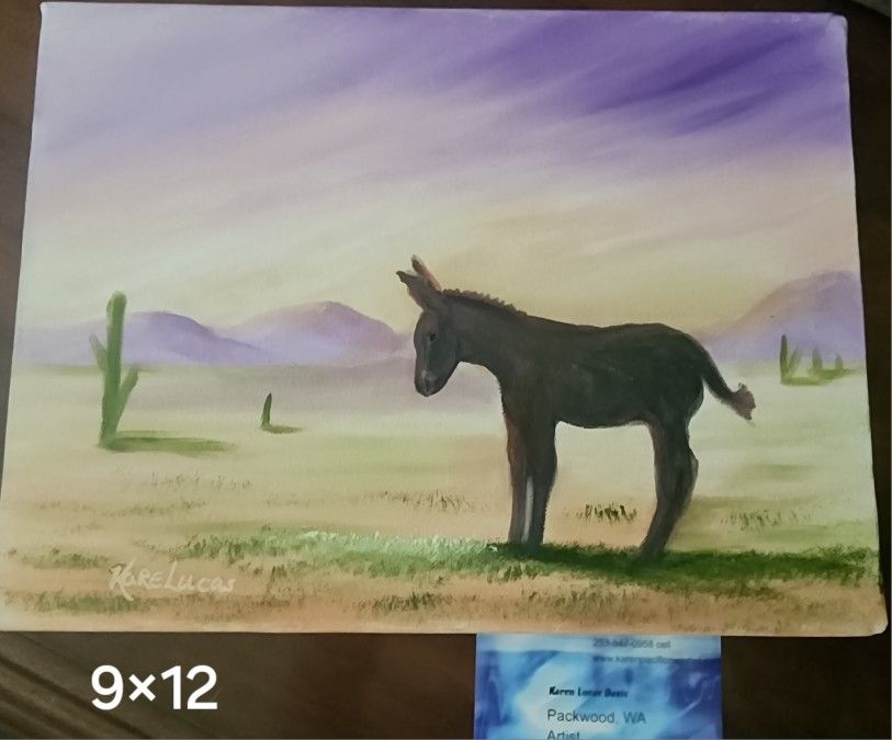 NW Artist Karen Lucas Davis Arizona Burro Oil Painting