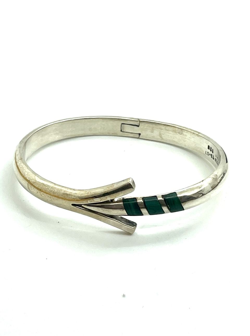 Sterling Taxco Malachite Bangle 7”