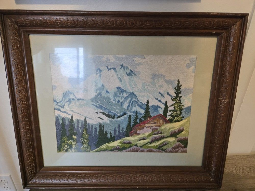 Two Needelpoint Framed Art 