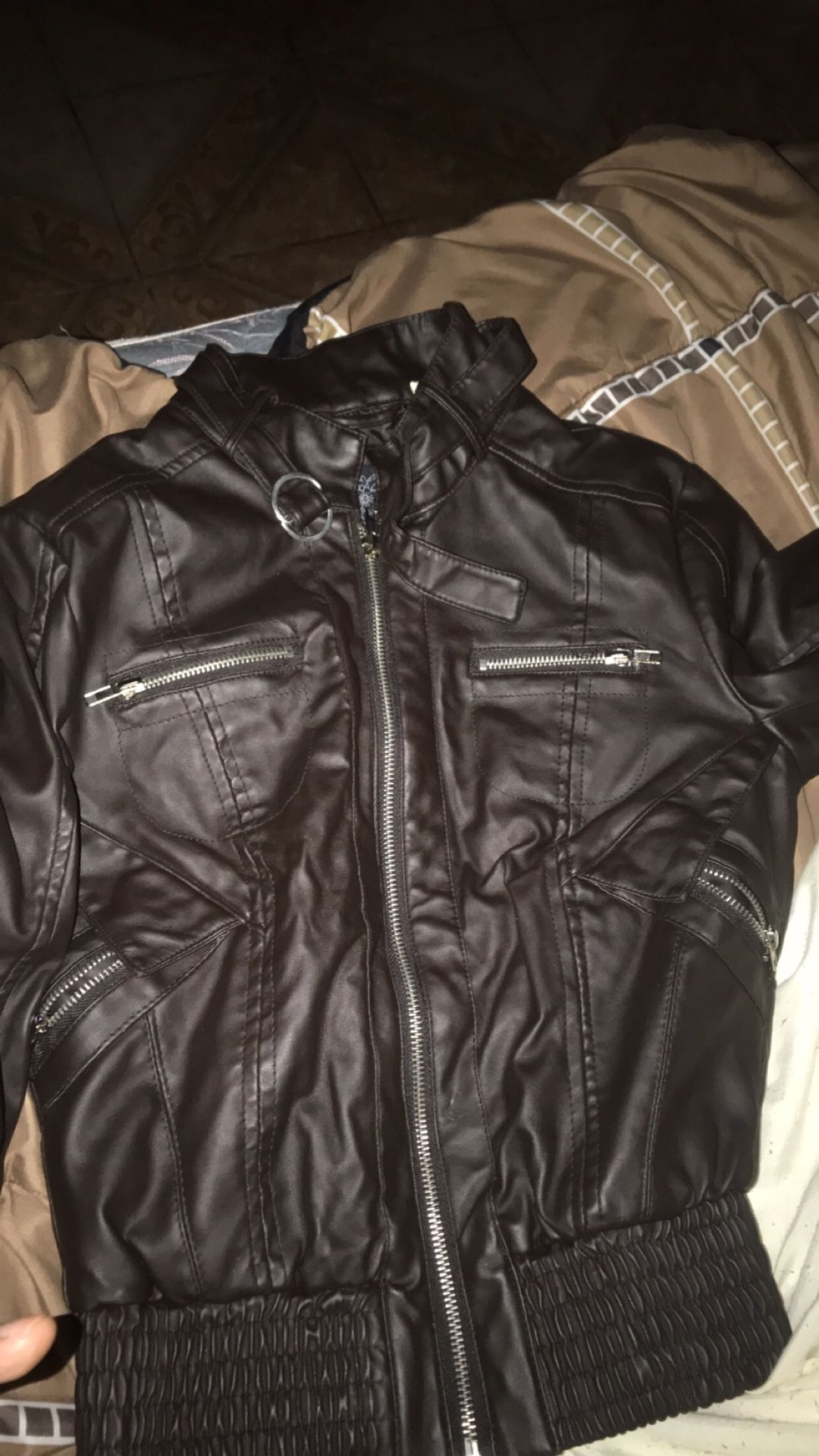 Leather sweater