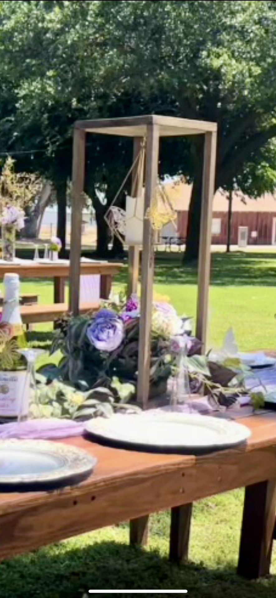 Centerpieces- Qty15 Wooden Lanterns w/Candle and Floral