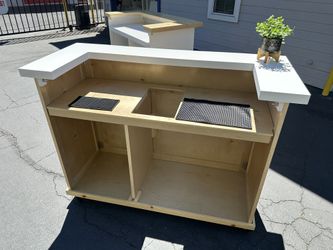 7 Piece Wooden Bar   Cart Fluted 