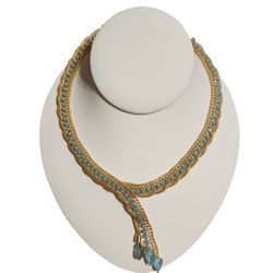 Hobe BEST OFFER. Egyptian Style Turquoise Art glass Gold Tone Necklace. 
