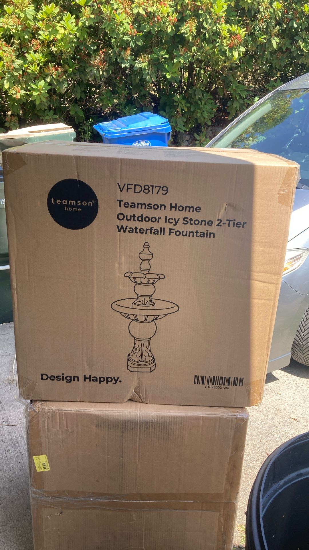 Teamson Home Outdoor Icey Stone 2-tier Water Fountain