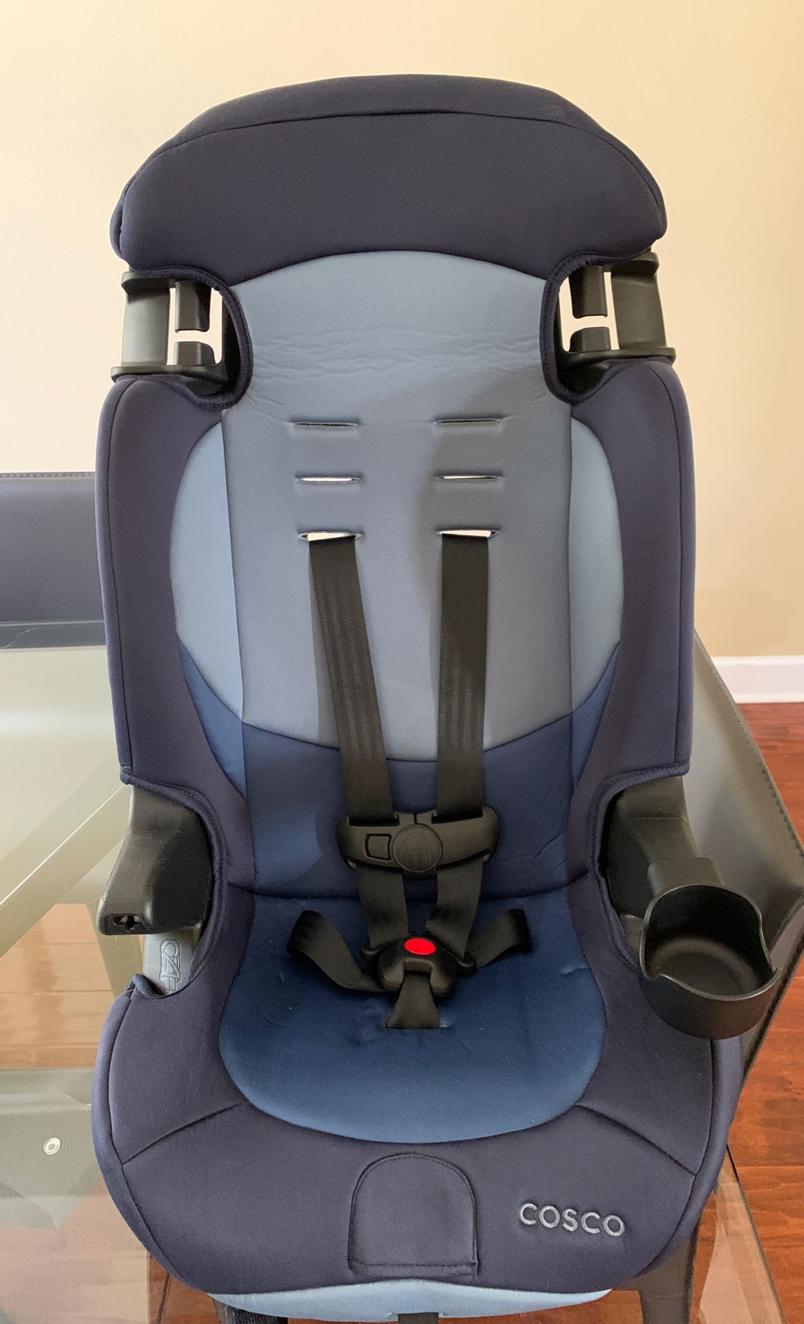 Cosco booster car seat, sport blue