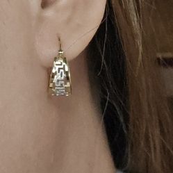 18k Gold Two Tone Earring Size 12x12mm