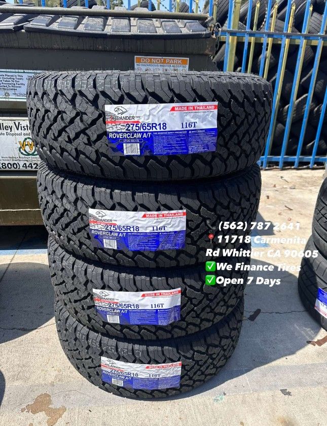 265/65R18 All Terrain Atlander Set of Tires Installed and Balanced Set de Llantas Nuevas Instaladas y Balanceadas