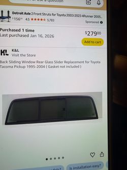 Toyota Tacoma Back Sliding Window glass
