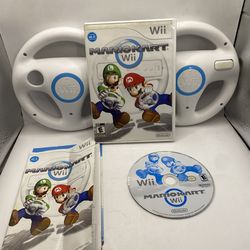 Mario Kart Wii Bundle + 2 Wheels Tested Authentic Mk Game Night! Nintendo Wii
