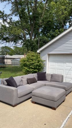Gray Thomasville Sectional with Ottoman