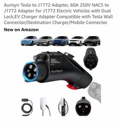 Aurisyn Tesla to J1772 Adapter, 60A 250V NACS to J1772 Adapter for J1772 Electric Vehicles with Dual Lock,EV Charger Adapter Compatible with Tesla Wal
