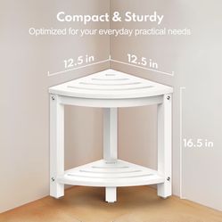 Corner Shower Stool, Waterproof Shower Bench with 2-Tier Storage, New - $10 OBO