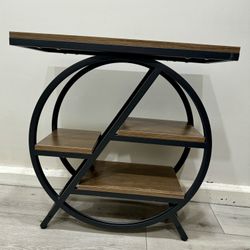 End Table, Small Side Table Snack Table with Storage Shelves New! 