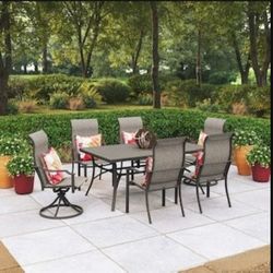 Style Selections 7-Piece Brown Woven Patio Dining Set with Tan