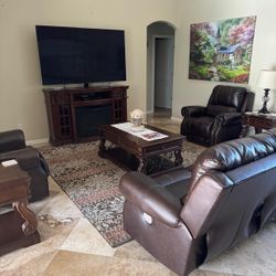 Ashley's Leather Sofa Set