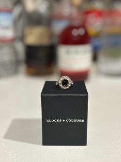 Clocks + Colours Silver Ring with Black Stone