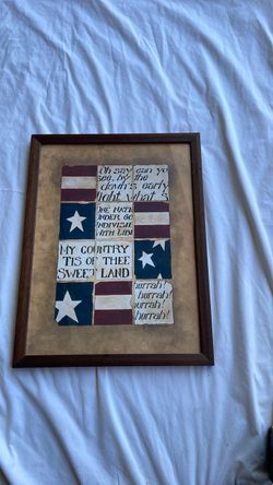 Framed Patriotic American Folk Art Print