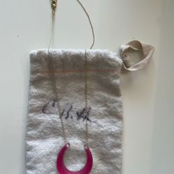 Alexis Bitter Horse Bend Lucite Neon Pink Necklace & Signed by Alexis Bittar Dust bag