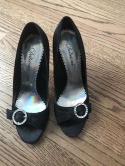 Black Satin Peep Toe heels