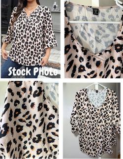 SHEIN Curve Leopard Print V-Neck - Size 4XL