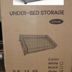 2 Pack Of Under Bed Storage Gray With Wheels