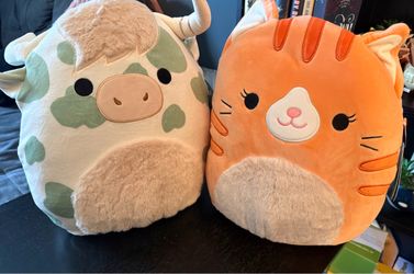 Squishmallow Cow and Cat Plush Set of 2