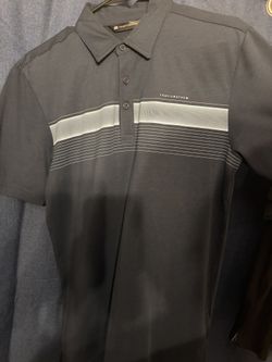 Travis Mathew Men's Black Polo with Light Gray Stripe Detail