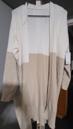 New Womens Two Tone Cardigan Sweater Size XL Beige/Cream