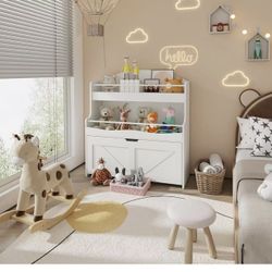 Kids Bookshelf, Toy Storage Organizer with Movable Drawer, Children Bookcase with Crossbar, Bookcase Display, Kids Bookshelf and Toy Storage for Playr