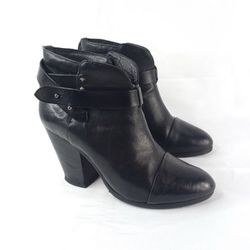 Rag & Bone Womens Harrow Booties Size 39 Black Leather Ankle Boots Cap Toe US 9