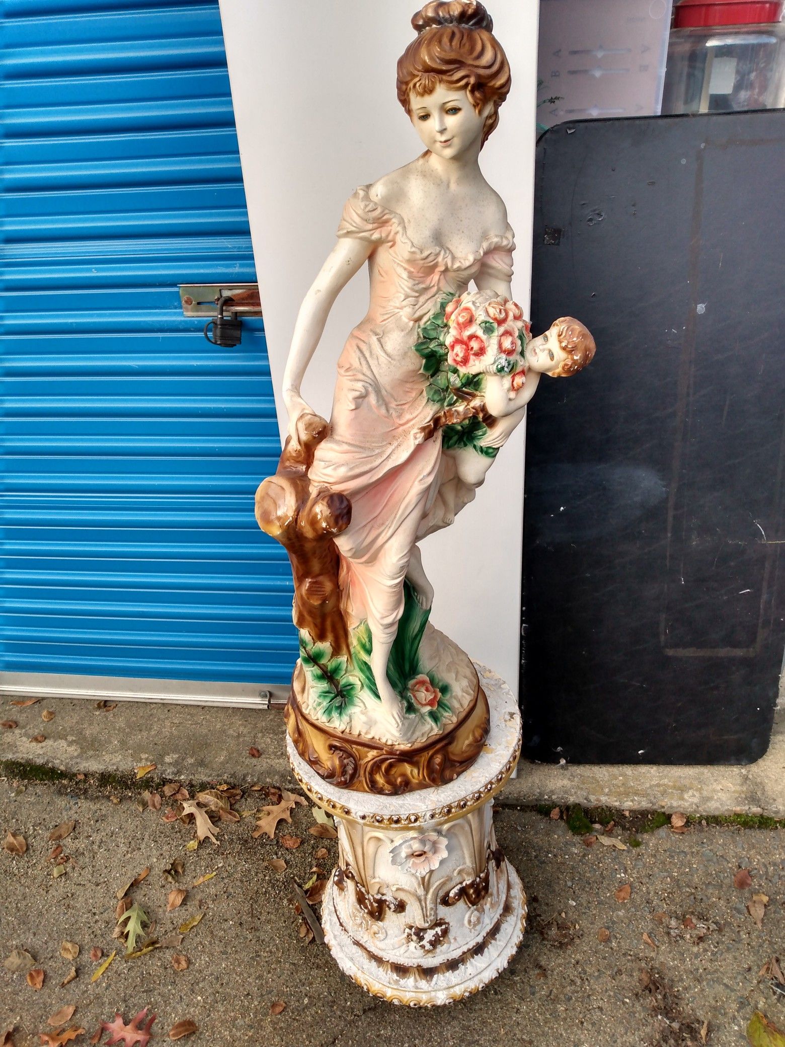 Majolica-56" Lady Statue on base