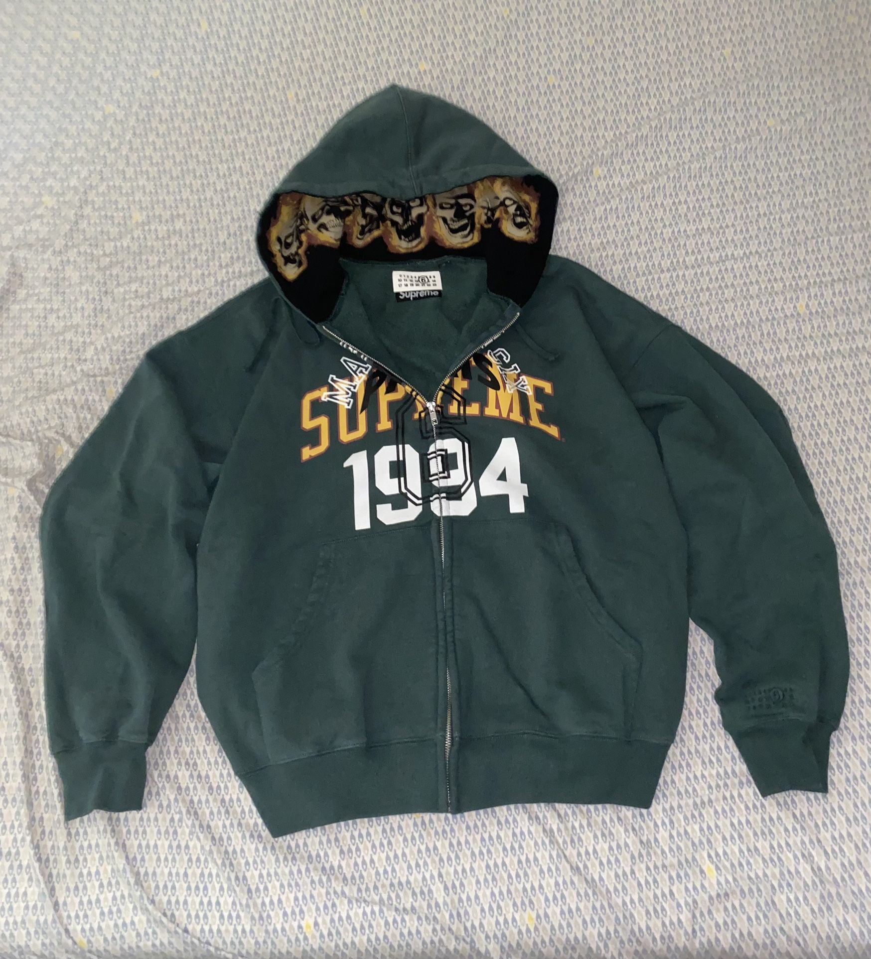 Supreme MM6 Maison Margiela Green Zip Up Hoodie Size Large