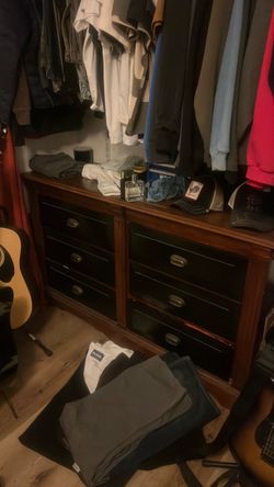 Wood and Black Double Dresser