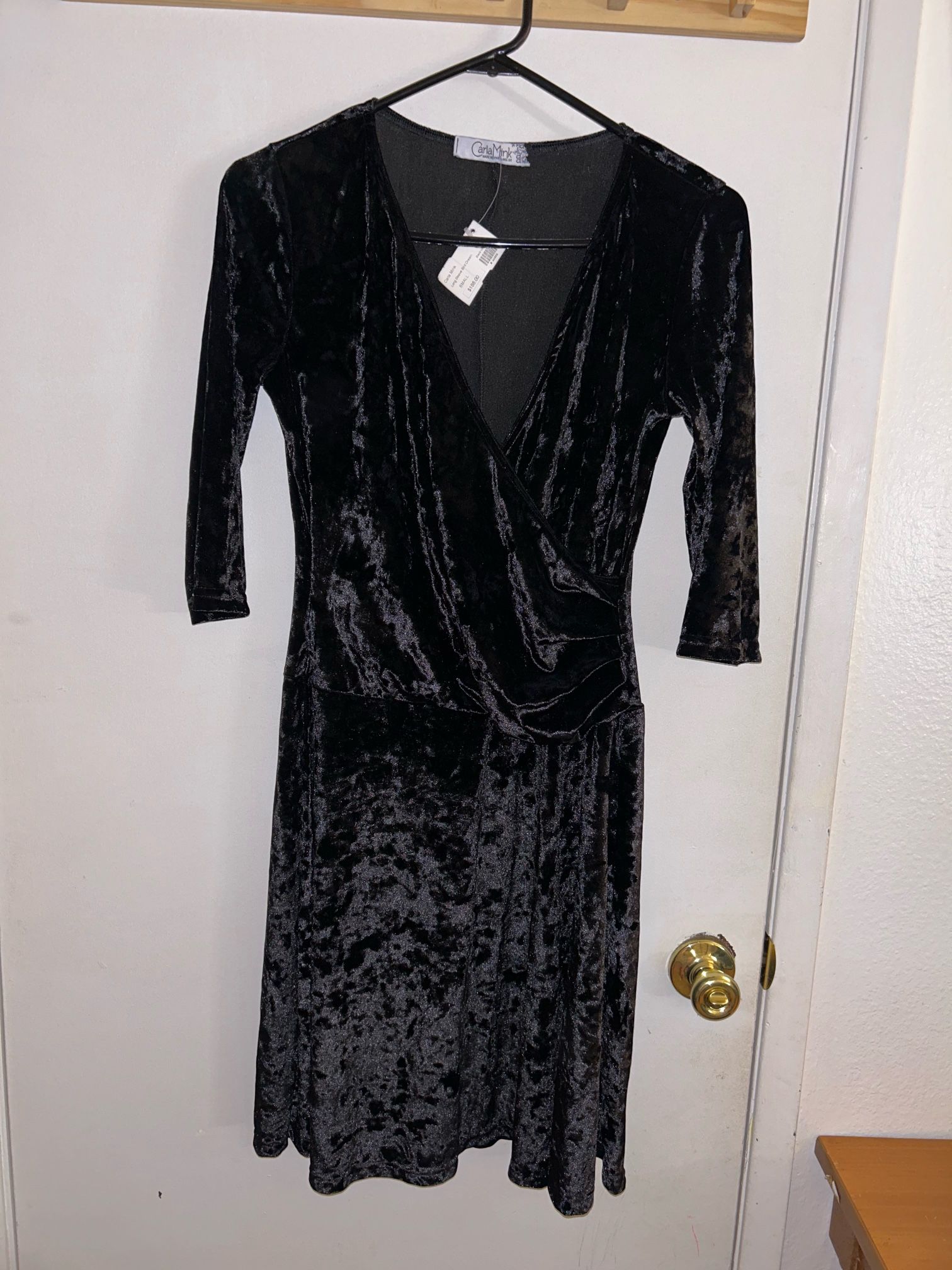 Carla Mink PDX Portland Women Dress Long Sleeve Bird Dream Black Velvet Sz S