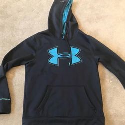 Under Armour Navy Blue Hoodie Sweatshirt Size SM/P Pullover Unisex  Preowned 