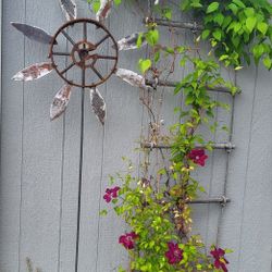 hand-made metal yard art