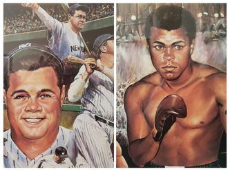 Muhammad Ali & Babe Ruth framed lithographs